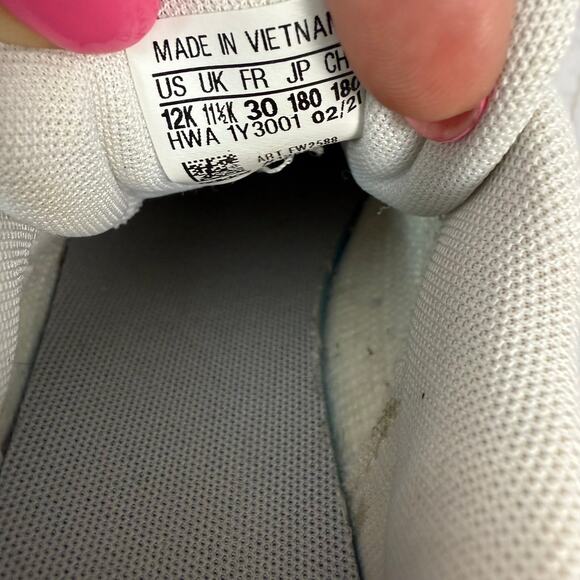 Kids Adidas White Lace Up Low Top Sneakers Size 12K - Picture 8 of 9